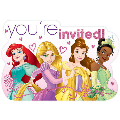 Disney Princess Invitations & Envelopes Pk 8