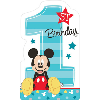 Mickey Mouse 1st Birthday Invitations Pk 8