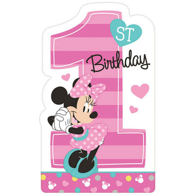 Minnie Mouse 1st Birthday Invitations Pk 8