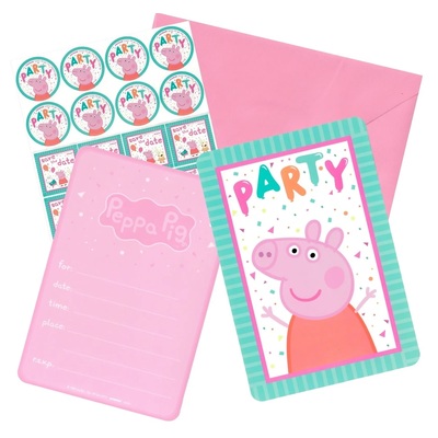 Peppa Pig Invitations (Envelopes, Seals & Save Date Sticker) Pk 8