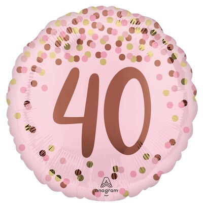 Pretty Pink 40th Birthday Foil Balloon 43cm 