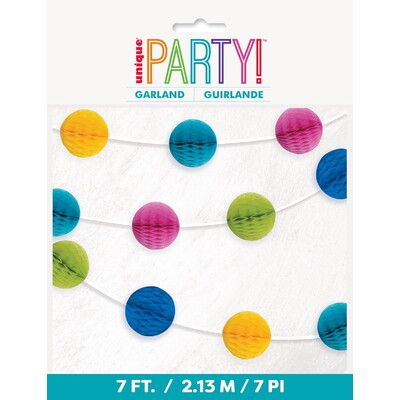 Multi Colour Mini Honeycomb Ball Garland 2.13m