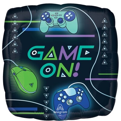 Game On Gamer Gaming Square Foil Balloon 43cm