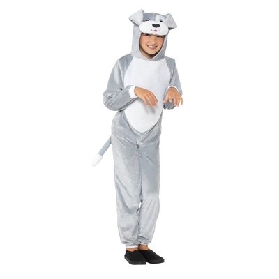 Child Grey Dog One Piece Suit Costume (Medium, 7-9 Years)