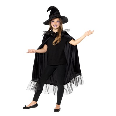 Child Sparkly Witch Costume Kit (Cloak & Hat) Pk 1 