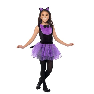 Child Cat Tutu Black & Purple Dress Costume - Large 10-12 Yrs Pk 1 