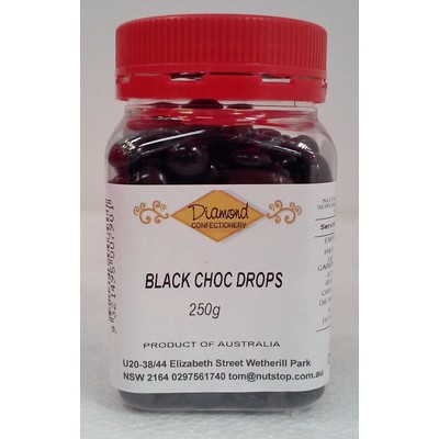 Black Chocolate Drops 250g Jar