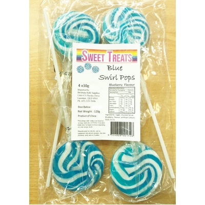 Blue Swirl Lollipops (Blueberry) Pk 4