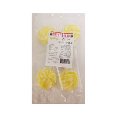 Yellow Swirl Lollipops (Lemon) Pk 4 