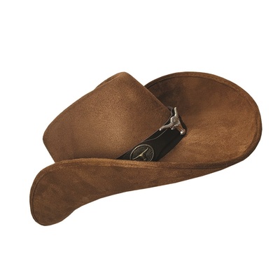 Brown Suede Cowboy Hat with Bull Trim