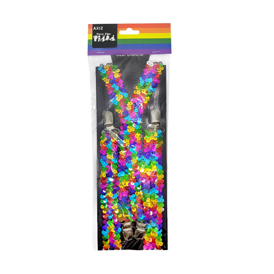 Rainbow Sequin Adult Suspenders Braces