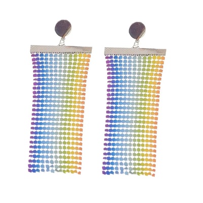 Glam Rainbow Mesh Pierced Earrings (1 Pair)