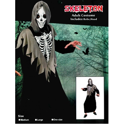 Adult Skeleton Hooded Robe Costume (Large)