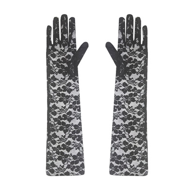 Long Black Lace Gloves (1 Pair)