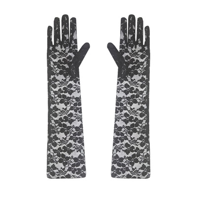 Long Black Lace Gloves (1 Pair)