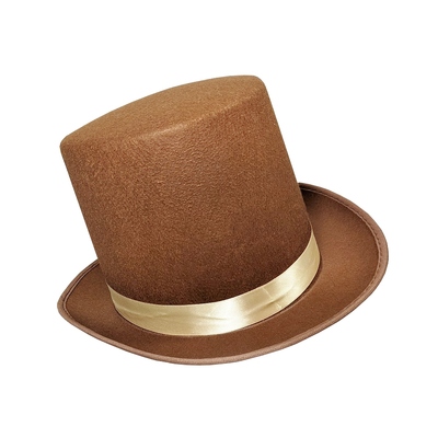 Brown Top Hat with Gold Ribbon