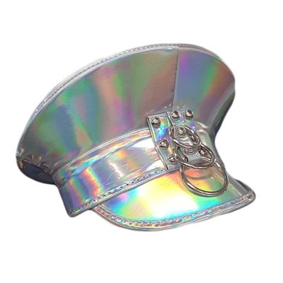 Silver Festival Police Cap Hat with Rings