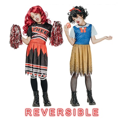 Child Reversible Zombie Cheerleader or Princess Halloween Costume (Medium)
