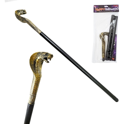 Plastic Halloween Cane with Snake Handle 77cm