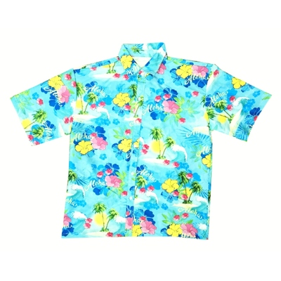 Adult Mens Blue Hawaiian Shirt (Medium)