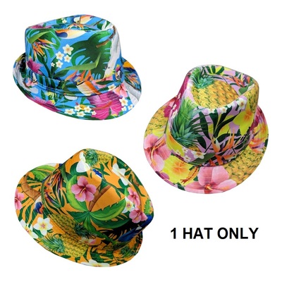 Assorted Colourful Hawaiian Fedora Hat (Pk 1)