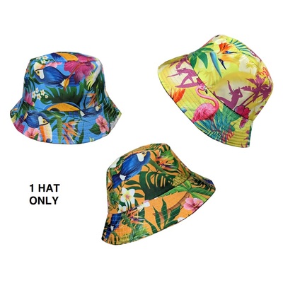 Assorted Colourful Hawaiian Bucket Hat (Pk 1)