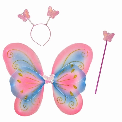 Pink & Blue Fairy Wings Costume Set 3 Pieces