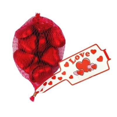 Red Foil Covered Chocolate Hearts 77g (10 Pieces)