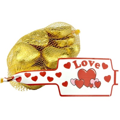 Gold Foil Covered Chocolate Hearts 77g (10 Pieces)