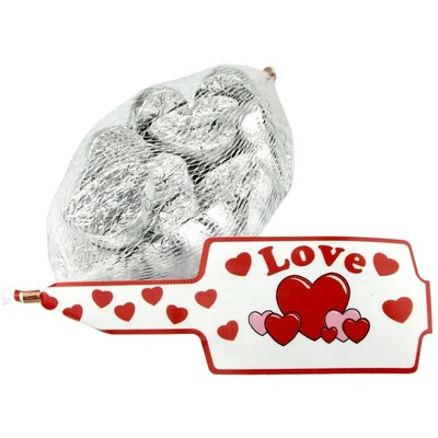 Silver Foil Covered Chocolate Hearts 77g (10 Pieces)