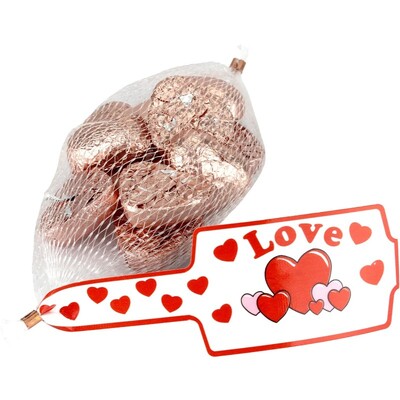 Rose Gold Foil Covered Chocolate Hearts 63g 9 Pieces