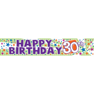 Happy 30th Birthday Laminated Paper Banner Pk1 - Five Star