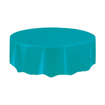 Caribbean Teal Round Plastic Tablecover 213cm (Pk 1) 