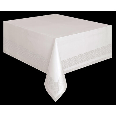 White Plastic Lined Tablecover 1.37x 2.74m (Pk 1)