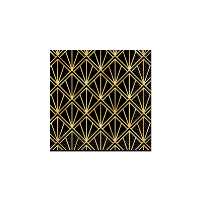 Glitz & Glam Black & Gold Metallic Print Cocktail Napkins Pk 16