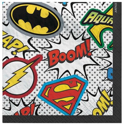 Justice League Unite 2 Ply Cocktail Napkins (Pk 16)