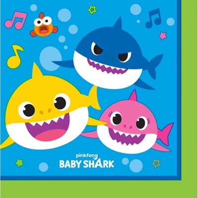 Baby Shark Cocktail Napkins 2 Ply Pk 16