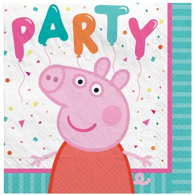 Peppa Pig Confetti Party Cocktail Napkins Pk 16