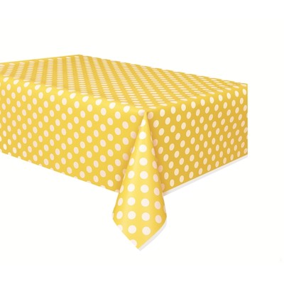Yellow & White Polka Dot Tablecover (1.37 x 2.74m) Pk 1