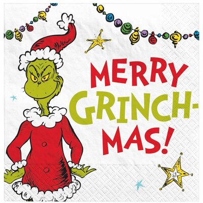 The Grinch Christmas Beverage Cocktail Napkins Pk 16