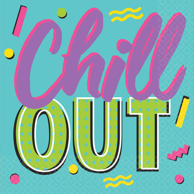 Awesome 80s Chill Out 2 Ply Cocktail Napkins (Pk 16)