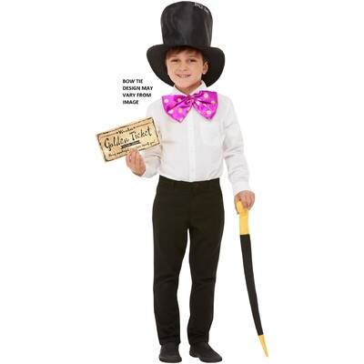 Child Roald Dahl Willy Wonka Costume Kit (Hat, Cane, Bow Tie & Golden Ticket) Pk 1