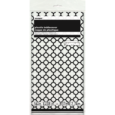 Black Quatrefoil Rectangular Tablecover (137cm x 274cm) Pk 1
