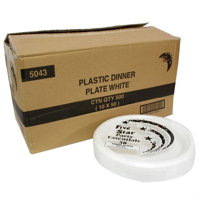 White Plastic Plates - Economy Large 23cm Pk500 