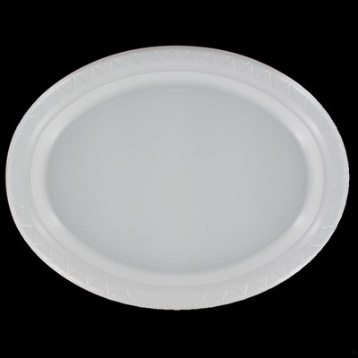 White Oval Plastic Plates - Regular Economy Pk 50 