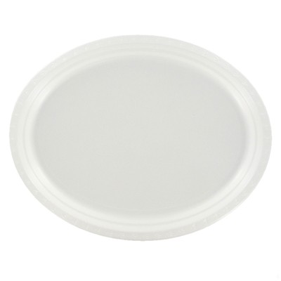 White Oval Plastic Plates - Large Economy Pk50 