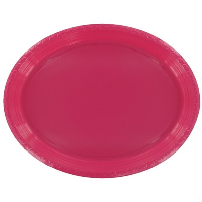 Magenta Oval Plastic Plates - Large Pk25 