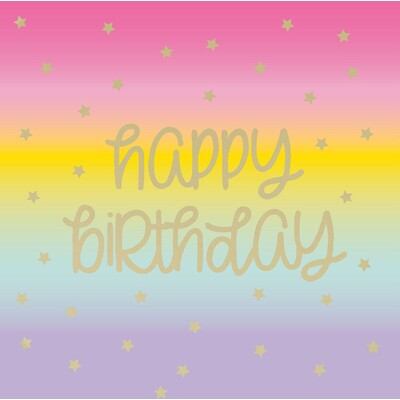 Rainbow Stars Happy Birthday Lunch Napkins 2 Ply Pk 16