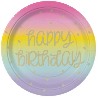 Rainbow Stars Happy Birthday Paper Lunch Plates 9in 23cm Pk 8