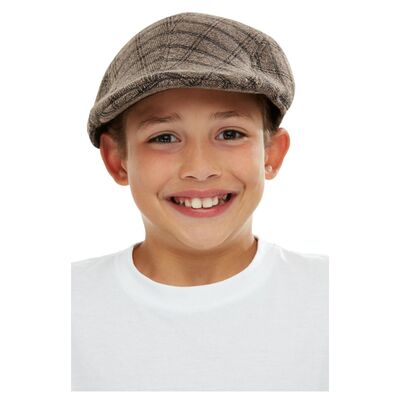 Child Brown & Black Flat Cap Hat